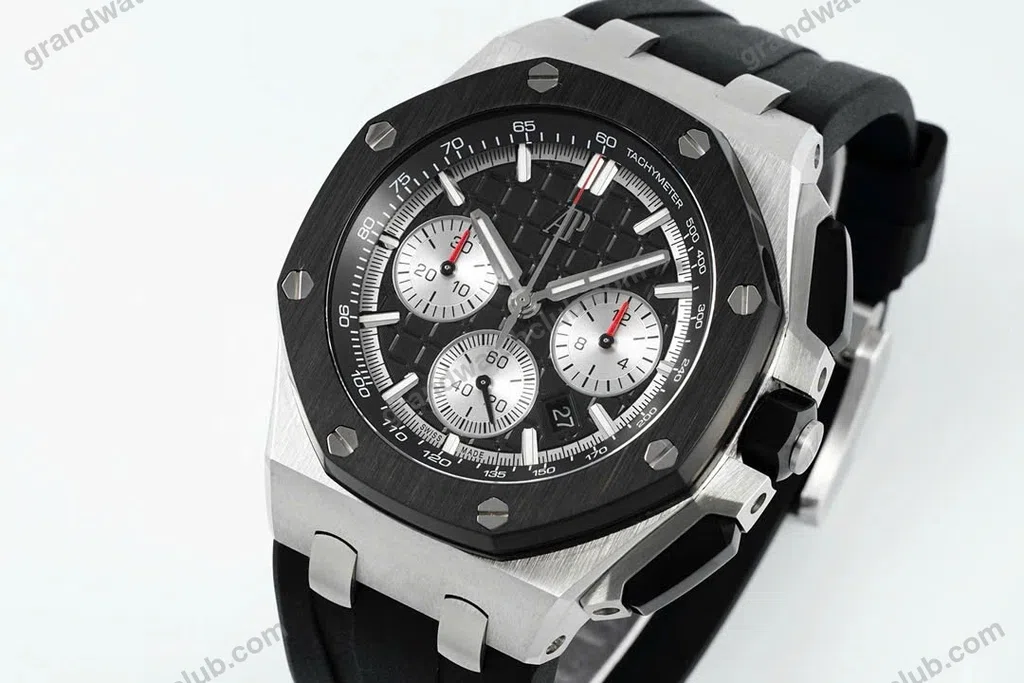 Super Clone Audemars Piguet Royal Oak Offshore Steel 26420ST 42mm Black Dial – — case and bezel