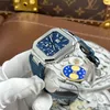 Super Clone Patek Philippe Cubitus 5822P-001 Platinum Instantaneous Grand Date Day Moon Phases — on leather display