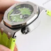 Super Clone Audemars Piguet Royal Oak Offshore Diver Chronograph in Green 26703ST 42mm — on leather display