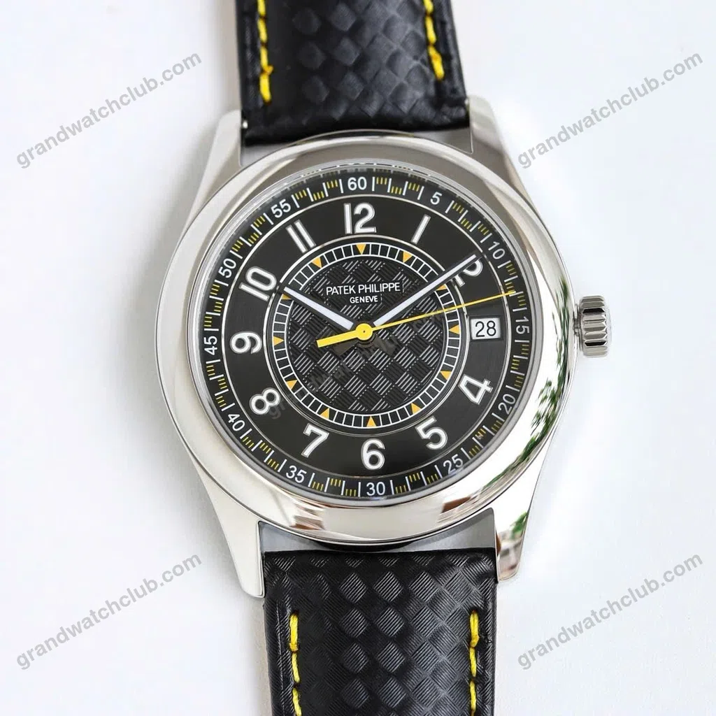 Super Clone Patek Philippe Calatrava 6007A Steel 40mm Ebony Black Dial — dial close-up