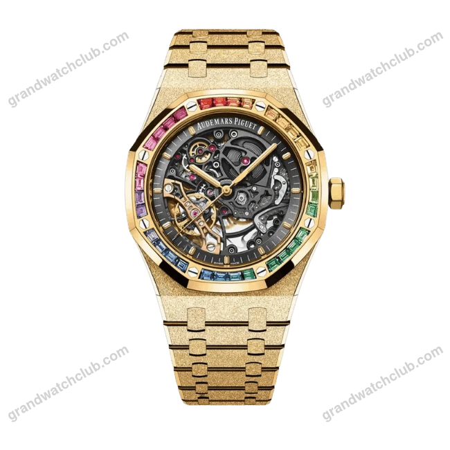 Super Clone Audemars Piguet Royal Oak Frosted Gold Double Balance Wheel Openworked 15412Ba.Yg.1224Ba.01 41mm
