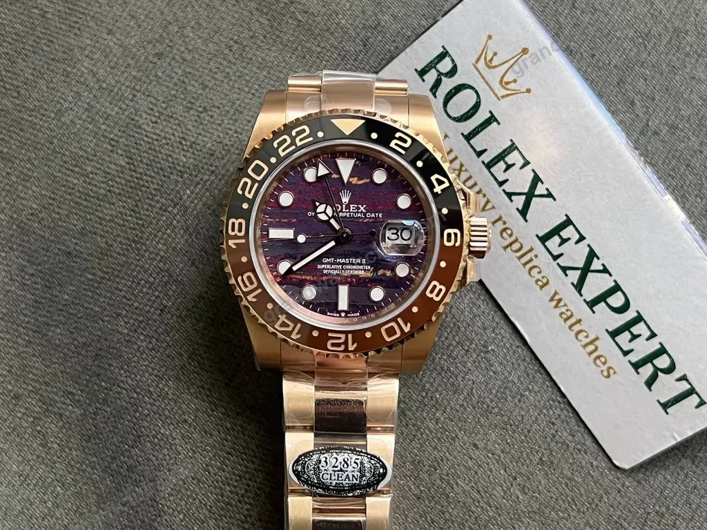 Super Clone Rolex GMT-Master II 126715CHNR Tiger Iron Dial — movement / caseback view