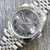 Super Clone Rolex Datejust Rhodium Dial 126334 “Wimbledon” Flutted/Jubilee 41 mm — dial close-up