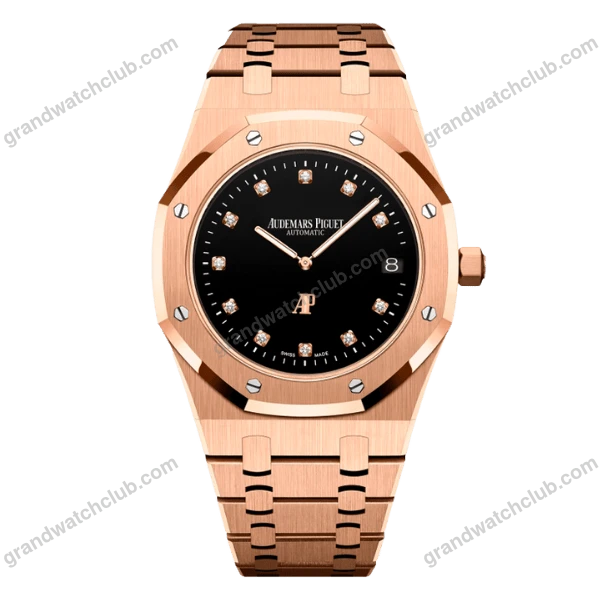 Super Clone Audemars Piguet Royal Oak “Jumbo” Extra-Thin 15207OR.OO.1240OR.01 39mm Black Dial Rose Gold –
