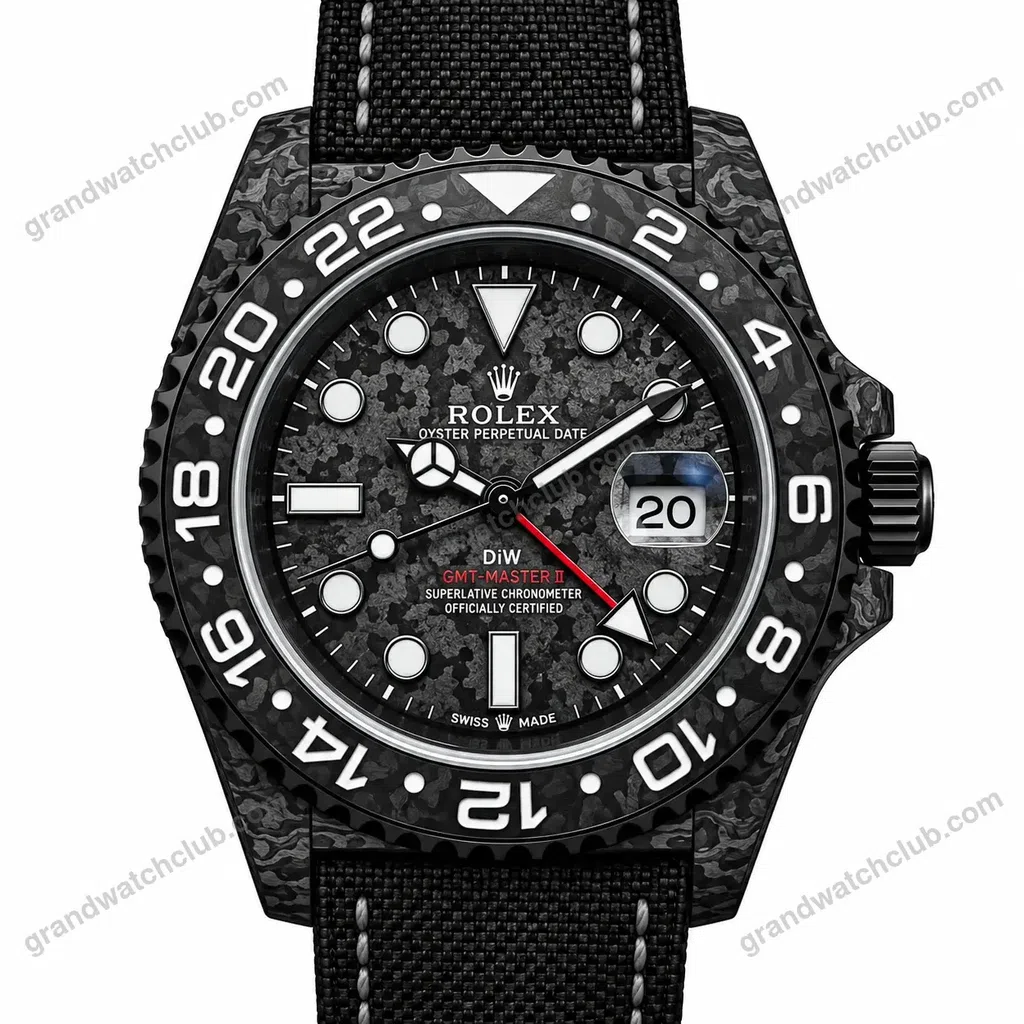 Super Clone Rolex GMT-Master II DIW Carbon Grey Red Hand 126710 – Swiss SuperClone