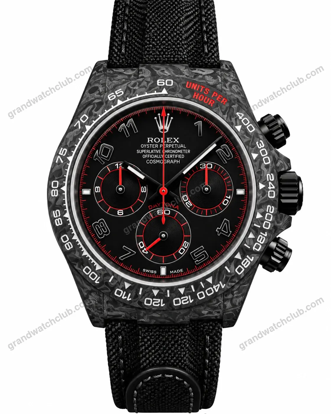 Super Clone Rolex Cosmograph Daytona DIW Carbon Arabic Red 116500LN – Swiss SuperClone
