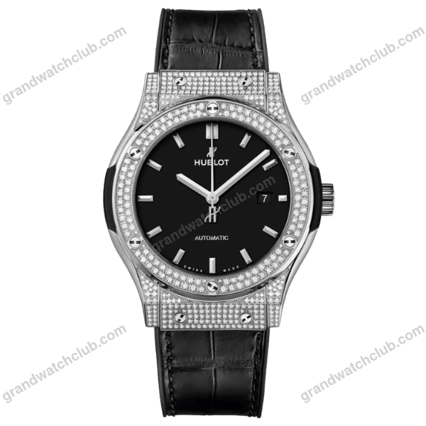 Super Clone Hublot Classic Fusion Diamonds Moissanite Pave 42mm Dial Black – Customize Diamod