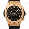 Super Clone Hublot Classic Fusion Rose Gold Black Dial Chronograph Rubber Strap
