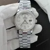 Super Clone Rolex Day-Date White Mother-of-Pearl Diamond Dial 128399tbr-0023 36 mm — dial close-up