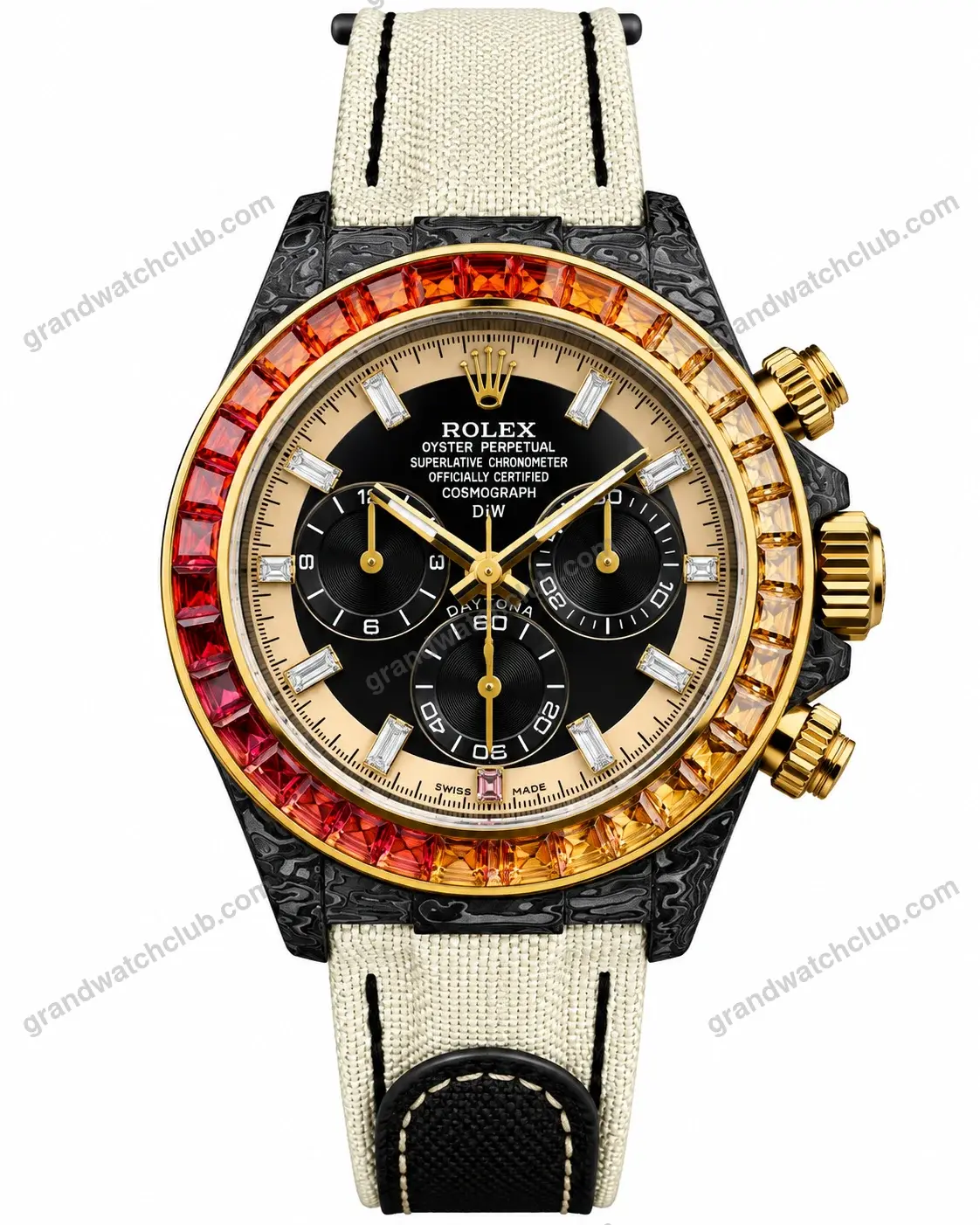 Super Clone Rolex Cosmograph Daytona DIW Carbon Rainbow Sapphire Bezel 116500LN โ Swiss SuperClone
