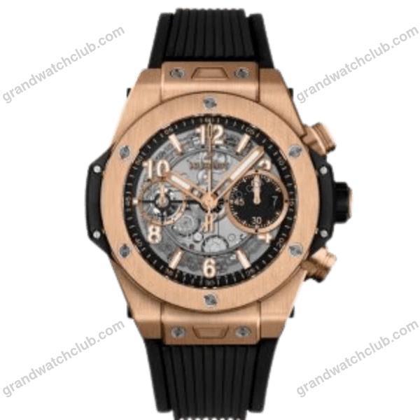 Super Clone Hublot Big Bang 42mm Rubber Strap Gold