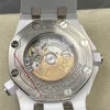 Super Clone Audemars Piguet Royal Oak Offshore Diver 15707CE 42mm White Dial Ceramic — on leather display