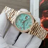 Super Clone Rolex Day-Date Turquoise Diamond Dial 128238-0071 36 mm — dial close-up