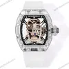 Super Clone Richard Mille RM 52-01 Transparent Skull Tourbillon Rubber Strap