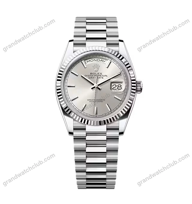 Super Clone Rolex Day-Date Silver Dial 128236-0001 36 mm