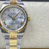 Super Clone Rolex Datejust Silver Roman Diamond Dial 126233-0032 36 mm — dial close-up