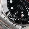 Super Clone Omega Seamaster Diver 300M Co‑Axial Master Chronometer 210.30.42.20.01.001 42mm Black Dial — on leather display