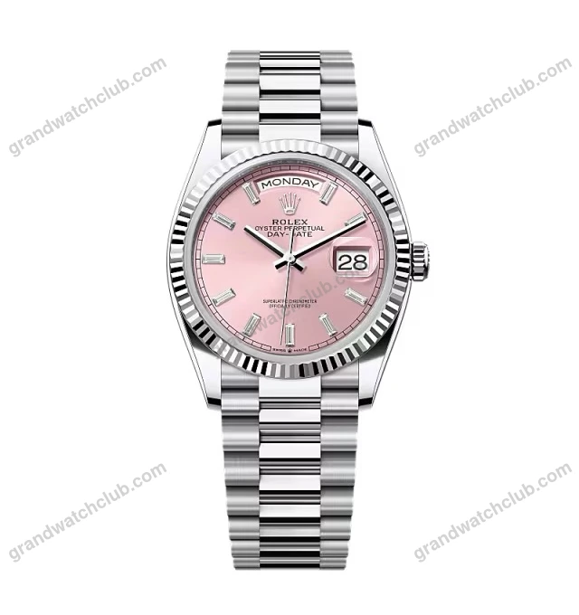 Super Clone Rolex Day-Date Pink Diamond Dial 128236-0024 36 mm