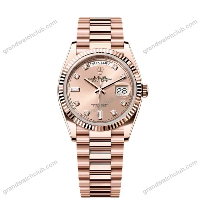 Super Clone Rolex Day-Date Rosé Diamond Dial 128235-0009 36 mm