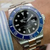 Super Clone Rolex Submariner “Cookie Monster” Black Dial 126619LB — on leather display