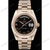 Super Clone Rolex Day-Date Black Dial 41998 40 mm — dial close-up