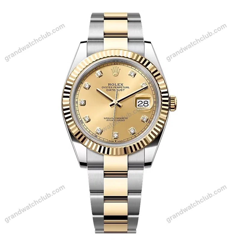 Super Clone Rolex Datejust Champagne Diamond Dial 126333-0011 41 mm