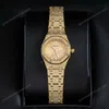 Super Clone Audemars Piguet Royal Oak Mini Frosted Gold 67630BA.GG.1312BA.01 — on leather display