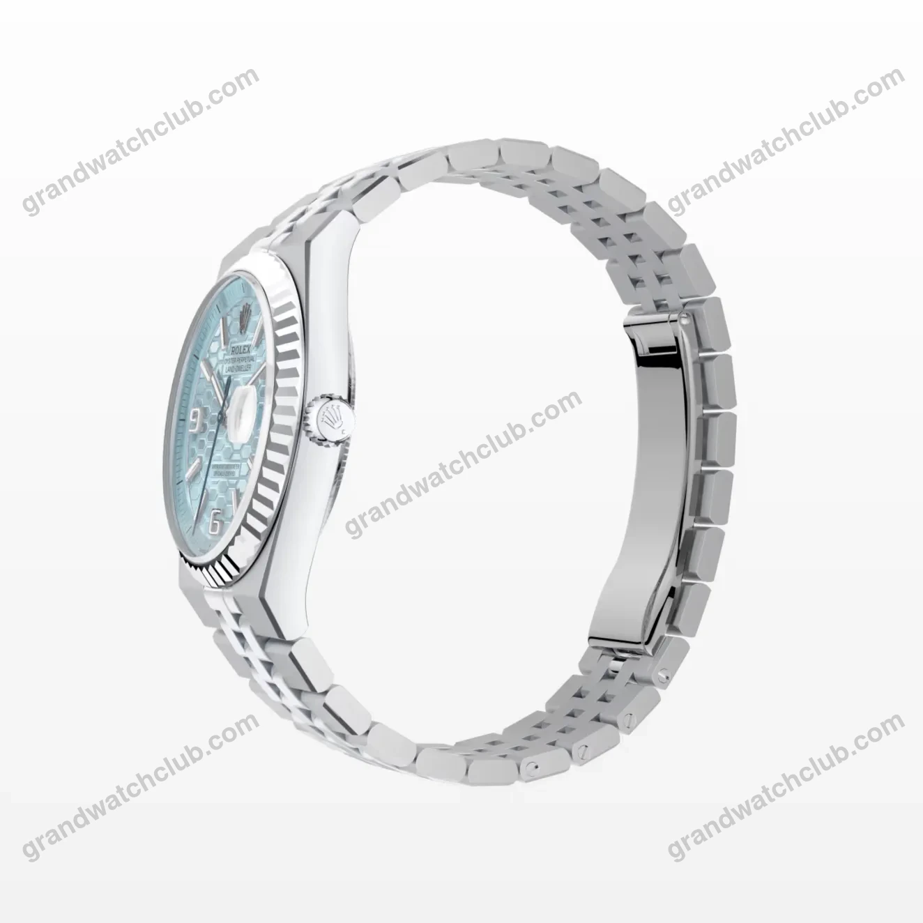Super Clone Rolex Land-Dweller 36 mm Ice Blue Dial (2025) — case and bezel