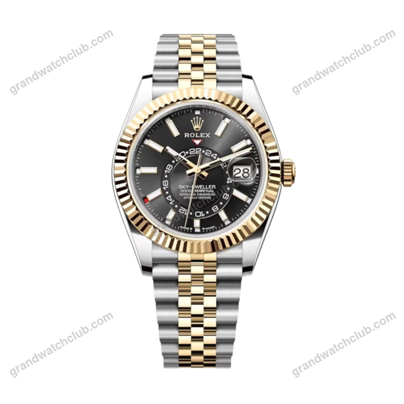 Super Clone Rolex Sky-Dweller Bright black Dial 336933 Jubilee