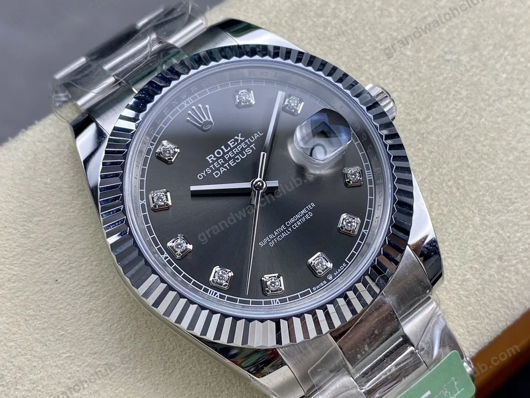 Super Clone Rolex Datejust Slate Diamond Dial 126334-0005 41 mm β view 9