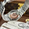 Super Clone Vacheron Constantin Blue Dial Steel — on leather display