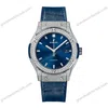 Super Clone Hublot Classic Fusion Diamonds Moissanite Pave 42mm Blue Dial – Customize Diamod