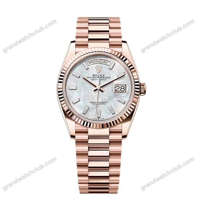 Super Clone Rolex Day-Date White Mother-of-Pearl Diamond Dial 128235-0078 36 mm