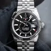 Super Clone Rolex Sky-Dweller Bright black Dial 336934 Jubilee — on leather display