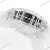 Super Clone Richard Mille RM 52-01 Transparent Skull Tourbillon Rubber Strap β on leather display