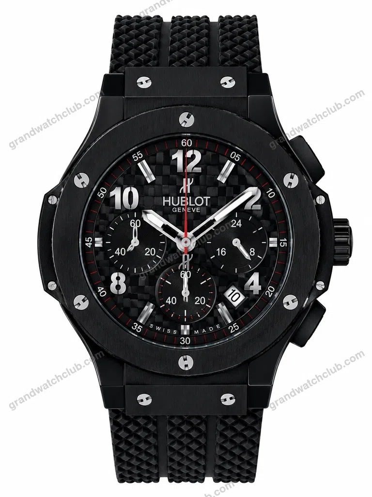 Super Clone Hublot Big Bang Black Carbon Dial Chronograph Rubber Strap