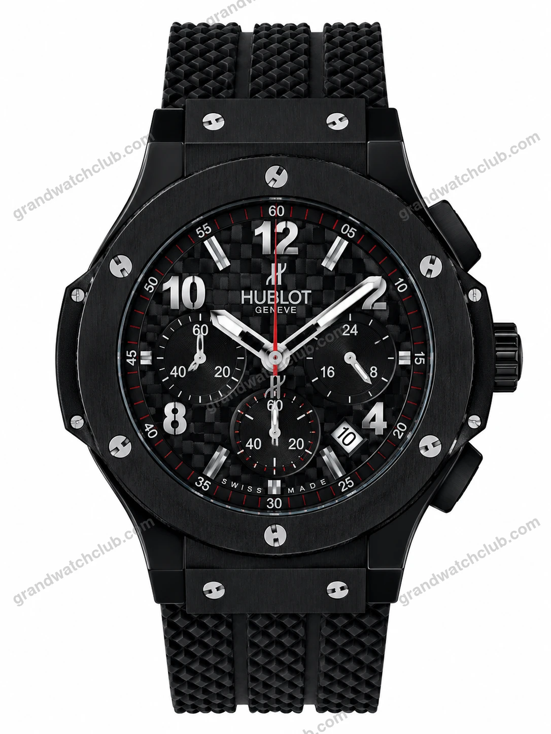Super Clone Hublot Big Bang Black Carbon Dial Chronograph Rubber Strap