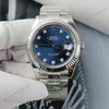Super Clone Rolex Datejust Bright Blue Diamond Dial 126334-0015 41 mm — dial close-up