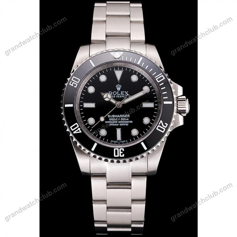 Super Clone Rolex Submariner Black Dial 114060 — dial close-up