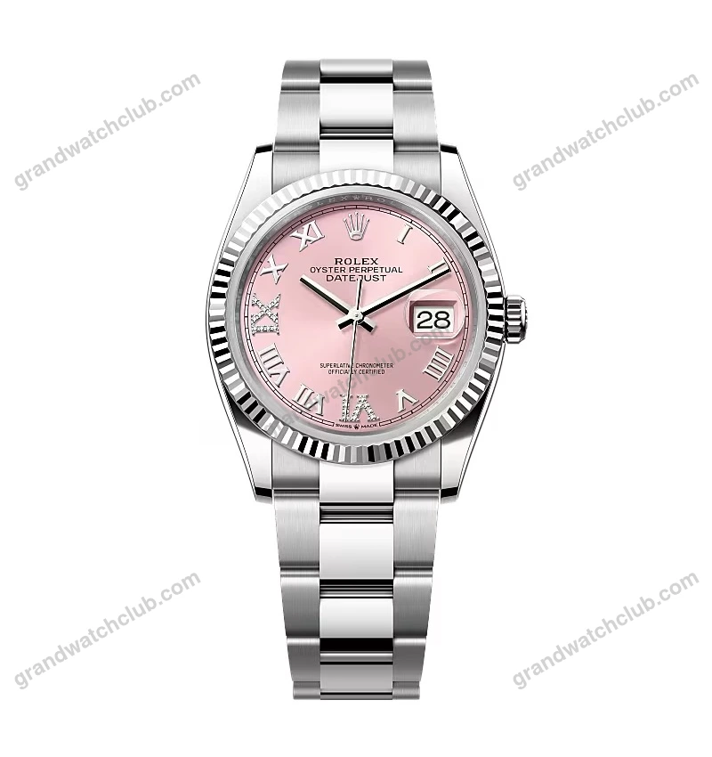 Super Clone Rolex Datejust Pink Roman Dial 126234-0032 36 mm