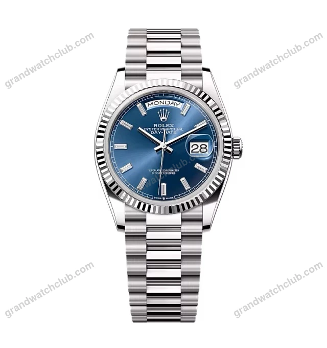 Super Clone Rolex Day-Date Bright Blue Diamond Dial 128239-0069 36 mm