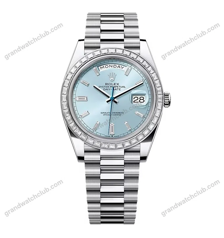Super Clone Rolex Day-Date Ice Blue Diamond Dial 228396tbr-0002 40 mm