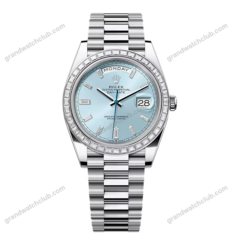 Super Clone Rolex Day-Date Ice Blue Diamond Dial 228396tbr-0002 40 mm