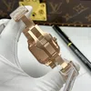 Super Clone Cartier Santos de Cartie Larger Full Diamond Rose Gold 39.8mm – Handcrafted Diamod — view 9