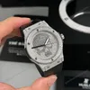 Super Clone Hublot Classic Fusion SKULL Full Diamonds Moissanite Pave 42mm Black Dial – Handcrafted Diamod — case and bezel