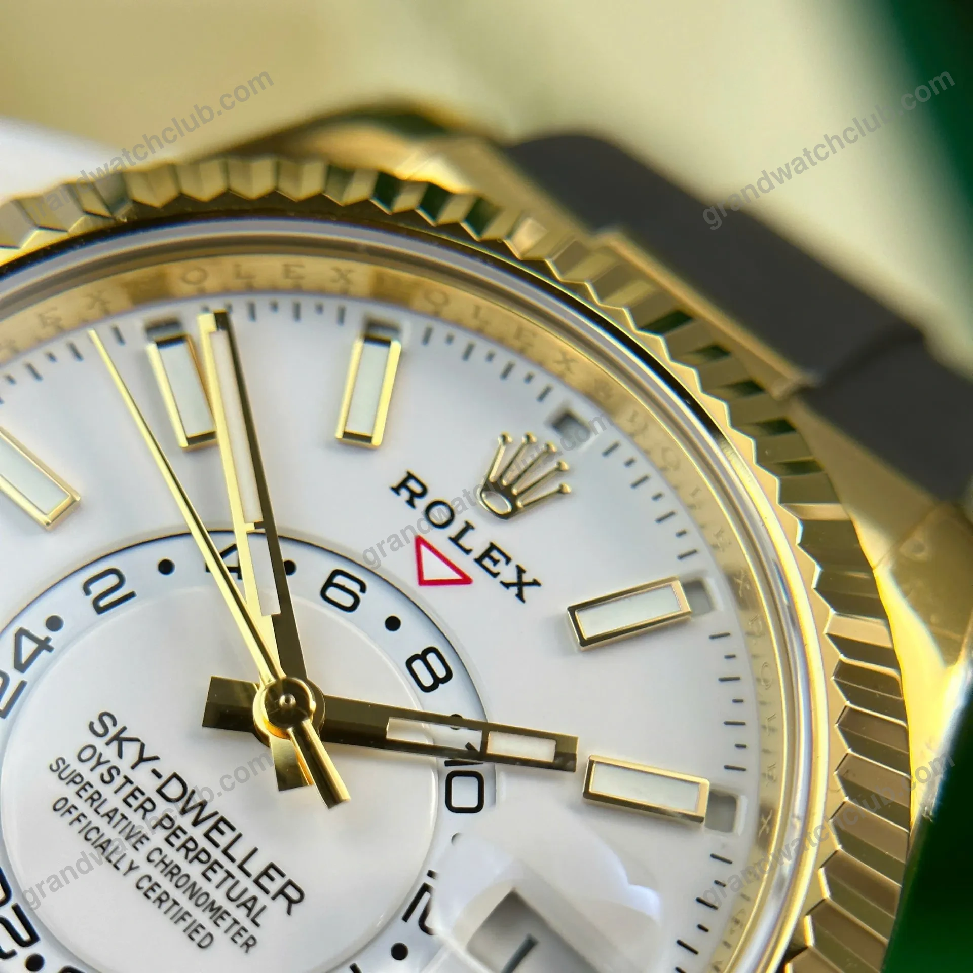 Super Clone Rolex Sky-Dweller Intense white Dial 336238 β on leather display