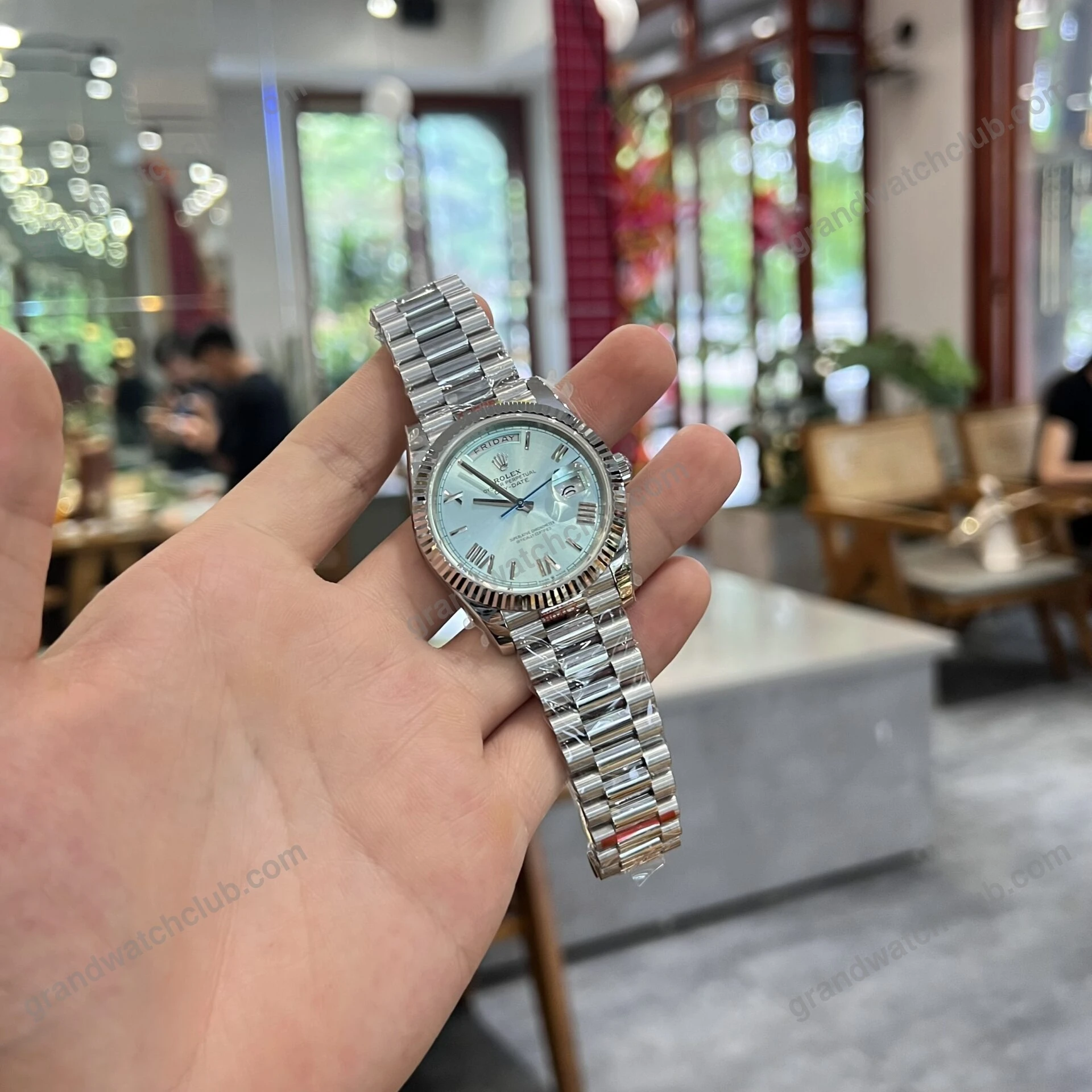 Super Clone Rolex Day-Date Ice Blue Dial 228236-0012 40 mm β side profile