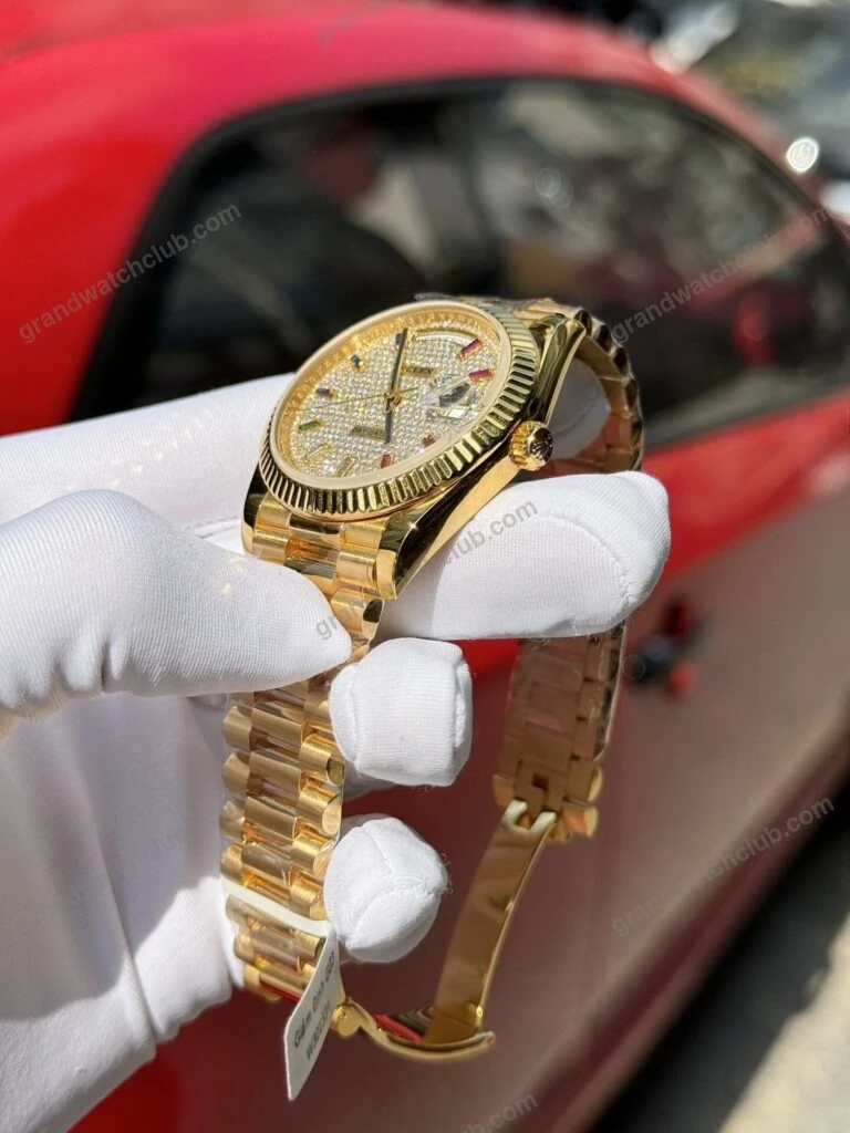 Super Clone Rolex Day-Date Diamond-Paved Dial 128238-0051 36 mm β side profile