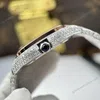 Super Clone Cartier Santos de Cartie Larger Full Diamond Demi Rose Gold 39.8mm – Handcrafted Diamod — on leather display