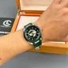 Super Clone Omega Seamaster Aqua Terra Worldtimer 43mm Green Dial — on leather display